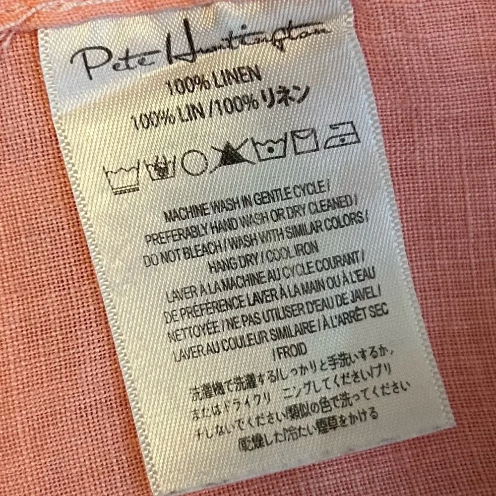 Pete Huntington Linen Button Down Long Sleeve Shirt SZ XL Coral‎ Breathable